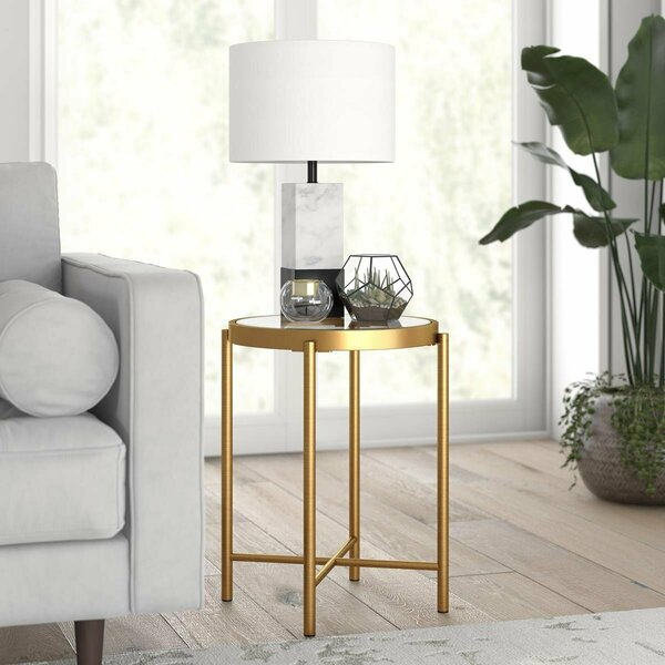 Henn & Hart Duxbury Brass Finish Side Table ST0599